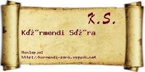 Körmendi Sára névjegykártya