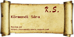 Körmendi Sára névjegykártya