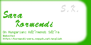 sara kormendi business card